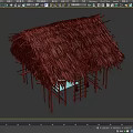 Traditional Rustic Thatched House With Thatch Roof And Wooden Support Structure