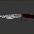 Artisan Crafted Knife With Patterned Blade Red Handle And Metal Guard