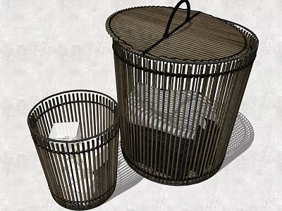 Woven Storage Baskets With Handles In Different Sizes For Home Organization 3d model