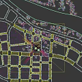 Modern Commercial Complex Featuring High Rise Buildings Open Plaza Greenery and Traffic Roads