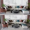 Modern Sofa Coffee Table Combination Sofa Coffee Table 3d model