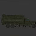 Vintage Military Green Truck Model with Covered Cargo Bed and Classic Design