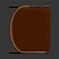 Modern Minimalist Single Chair with Wooden Frame and Brown Seat Surface