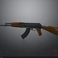Classic Assault Rifle Weapon With Wooden Stock Grip And Metal Barrel Magazine