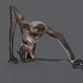 Humanoid Monster With Long Arms Pale Skin And Sharp Claws In Crawling Posture