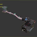Industrial Equipment System With Connected Components Blue Top And Complex Base Unit