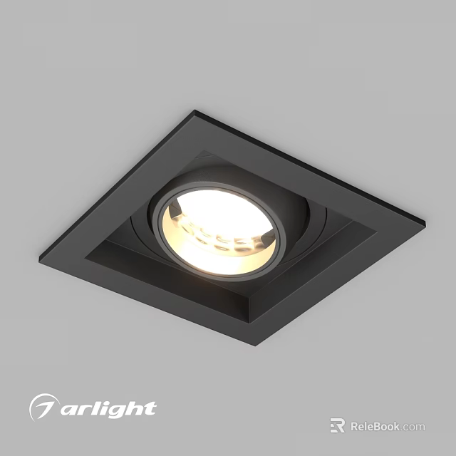 Modern Black Recessed Spotlight With Square Frame Ceiling Mounted Illuminated Design 3d model 