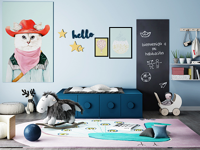 Nordic Animal Painting Children's Room Combination model