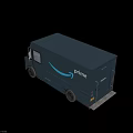 Dark Blue Amazon Prime Delivery Van With Brand Logo And Service Exterior