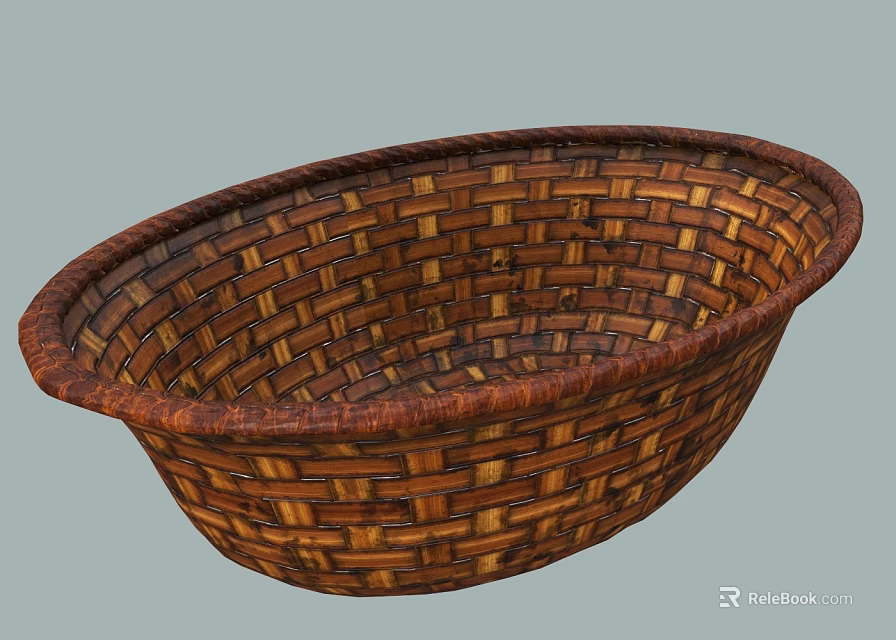 Oval Shaped Handwoven Wicker Storage Basket For Home Organizing And Decor 3d model 