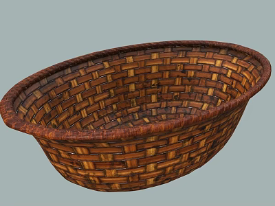 Oval Shaped Handwoven Wicker Storage Basket For Home Organizing And Decor 3d model