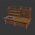 Rustic Solid Wooden Kitchen Storage Cabinet With Open Shelves Countertop And Drawers
