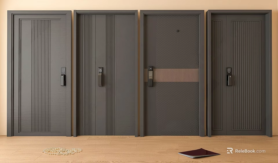 Modern Security Doors with Various Designs and Sturdy Locks for Home Safety 3d model 