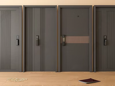 Modern Security Doors with Various Designs and Sturdy Locks for Home Safety 3d model