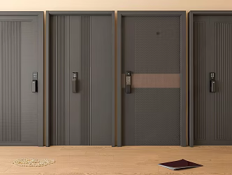 Modern security door single door entry door smart lock door 3d model