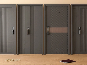 Modern security door single door entry door smart lock door 3d model