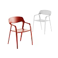 Red And White Modern Leisure Chairs With Armrests Sleek Design And Metal Legs
