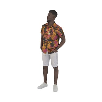 Standing foreign man black man in summer costume 3d model