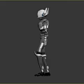 Silver Metallic Game And Movie Character With Blue Glowing Details And Modern Design