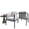 Modern Leisure Sofa Set With Metal Frame Armrest Design And Side Table 3d model
