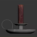 Modern Metallic Candle Lamp With Red Candle And Curved Tray Design Feature