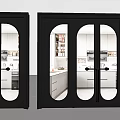 Modern Sliding Doors With Black Frames Glass Panels And Metal Handles