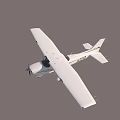 Small White Light Aircraft Flying In Clear Sky With Extended Wings And Propeller