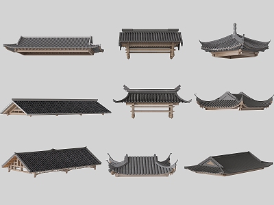 Chinese Eaves Building Components Roof Flying Ridge Cornice Line Tiles Eaves Ridge 3d model