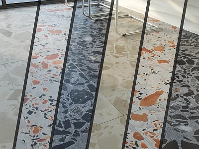 Terrazzo Floor Divider Strips With Colorful Chips And Mixed Stone Patterns 3d model