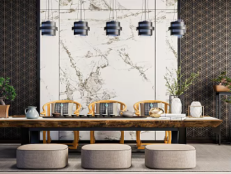 New Chinese Tea Table and Chair 3d model