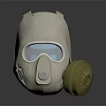 Firefighting Equipment White Respirator Mask With Blue Goggles Yellow Filter And Brown Straps