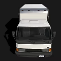 White Commercial Box Truck With Cab And Cargo Container On Black Background 3d model