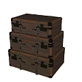 Vintage Brown Stacked Suitcases With Metal Locks Handles And Classic Look