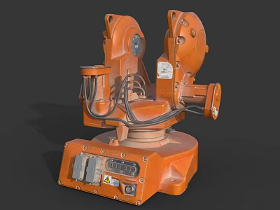 Orange Intelligent Industrial Robotic Machine With Mechanical Arm And Automation Components 3d model