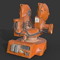 Orange Intelligent Industrial Robotic Machine With Mechanical Arm And Automation Components