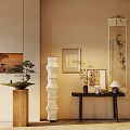 New Chinese Style Ornaments Combination New Chinese Style Tea Room Ornaments New Chinese Style Strip Case New Chinese Style Entrance Strip Case New Chinese Style Potted Flower Art New Chinese Style Floor Lamp Table Lamp 3d model
