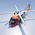 Orange And White Rescue Helicopter With Main Rotor Tail Rotor And Landing Gear