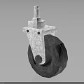 Industrial Caster Wheel With Gray Rubber Tire And White Metal Bracket