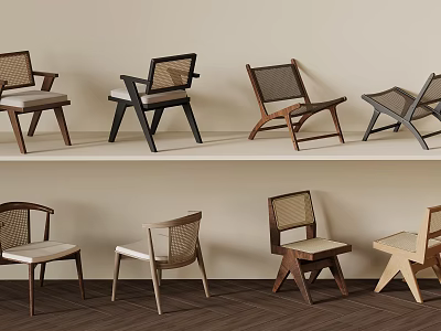 Modern Leisure Chairs With Wooden Frames And Various Designs For Home Decor 3d model