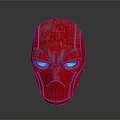 Red Metallic Superhero Character Mask With Shiny Surface And Glossy Finish