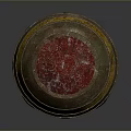 Ancient Decorative Weapon With Red Top Yellow Stripe Brown Body Red Base And Holes