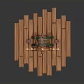 Nautical Watercraft Ship's Wheel Decorative Model On Wooden Planks With Green Accents