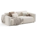 Modern Cozy Sofa Designs With Beige And Green Upholstery Pillows Throw Blanket And Decorative Balls