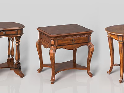 Three Classical Wooden Flower Stands With Traditional Carved Legs Design 3d model