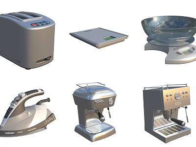 Essential Modern Kitchen Appliances Including Toaster Scale Blender And Coffee Maker 3d model