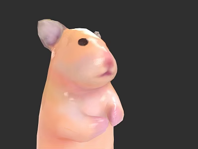 Cute Light Pink Hamster Standing With Light Purple Ears On Black Background 3d model