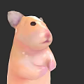 Cute Light Pink Hamster Standing With Light Purple Ears On Black Background