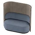 Modern Sectional Sofa With Dark Blue Upholstery And White Curved Frame 3d model