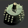 Ancient Bronze Bell Musical Instrument with Intricate Carvings and Painting Tools Motifs