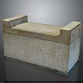 Functional Stone Storage Box For Home With Rectangular Design Carved Patterns Raised Sides 3d model